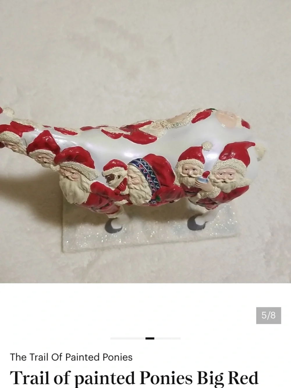 Holiday Pony Figurine in Red and White - Festive Painted Pony